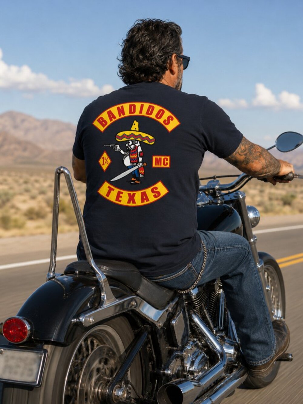 Bandidos MC Texas Chapter 1% Black Crew Neck Short Sleeve T-Shirt